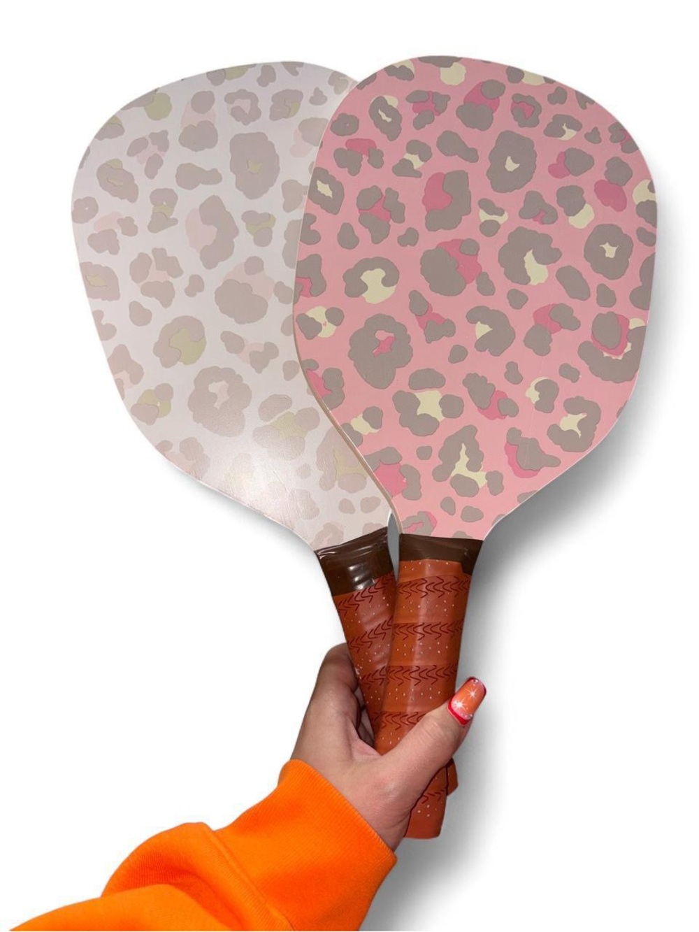 Pink Leopard Print Paddle Set - Stylish Party Game Paddles for Pickleball